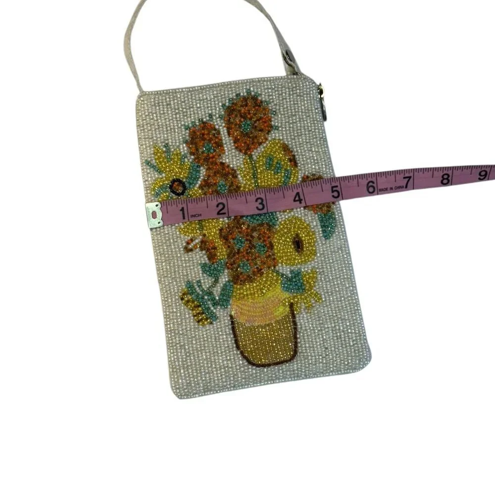 Bamboo Trading Company Beaded Floral Wristlet Purse